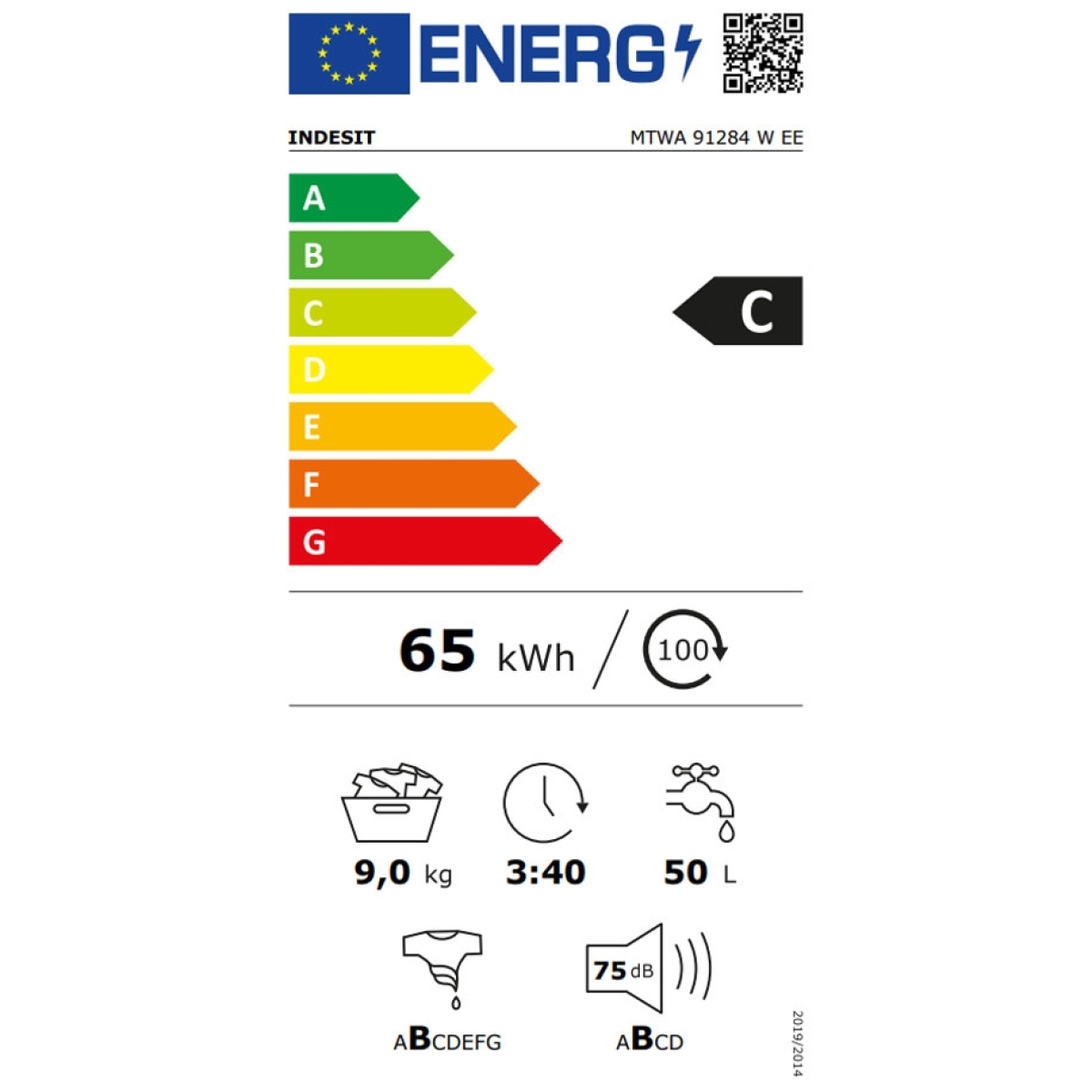 Indesit Πλυντήριο Ρούχων 9kg 1200 Στροφών Water Balance Plus MTWA 91284 W EE - Image 2