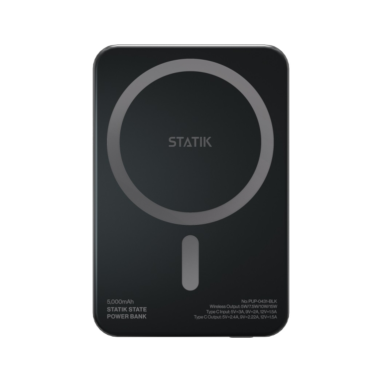 Statik State Portable Charger Power Bank 5000mAh Συμβατό με MagSafe 15W Black PUP-0431-BLK