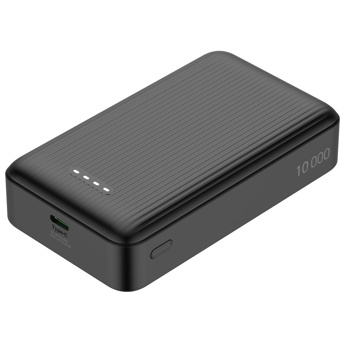 Deltaco Power bank 10.000 mAh, 1xUSB-C, 1x Ενσωματωμένο Καλώδιο USB-C, PD 20 W, Μαύρο PB-CC102 - Image 4