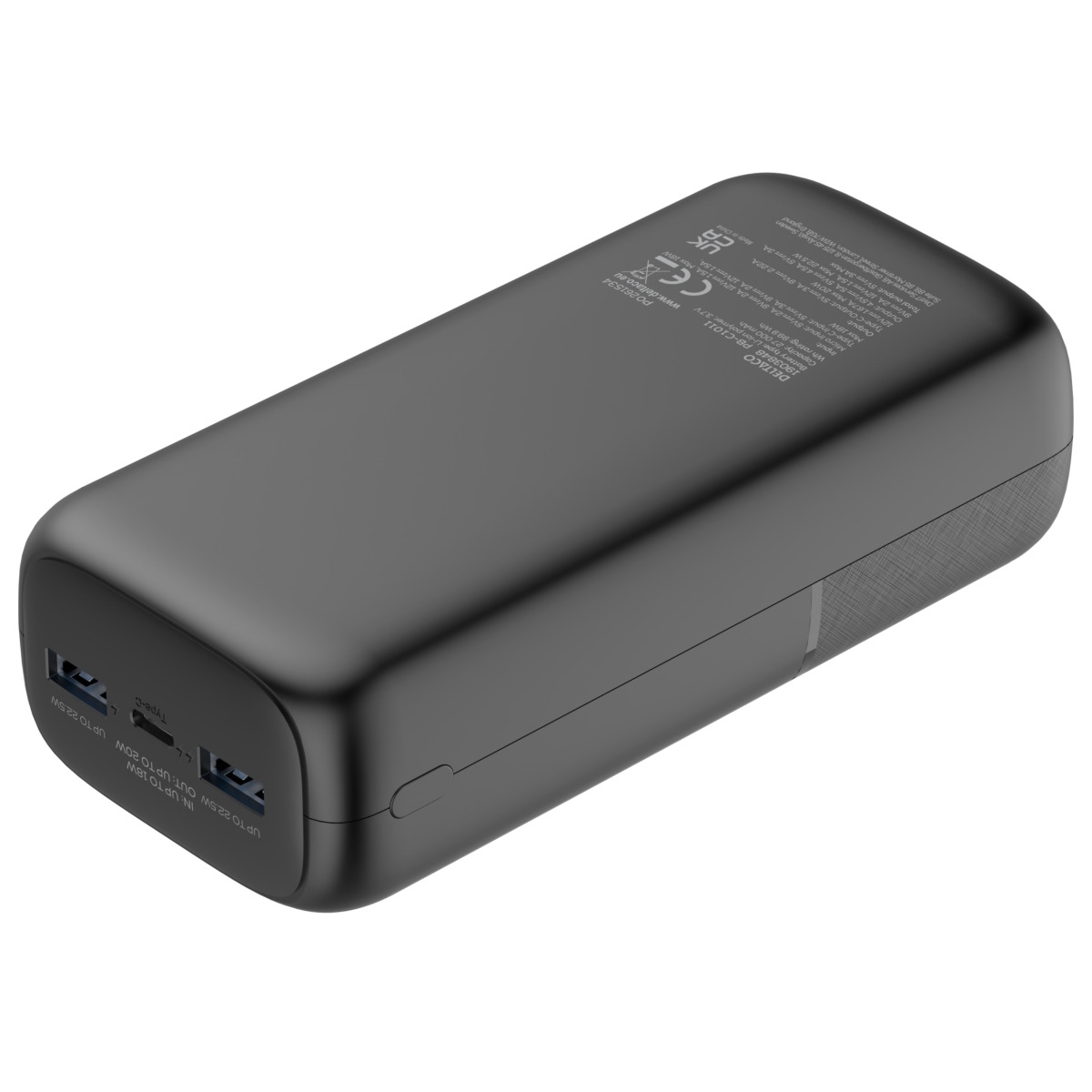 Deltaco Powerbank 27.000 mAh Fast Charge, 2x USB-A 22.5W, 1x USB-C PD 20W, Μαύρο PB-C1011 - Image 4