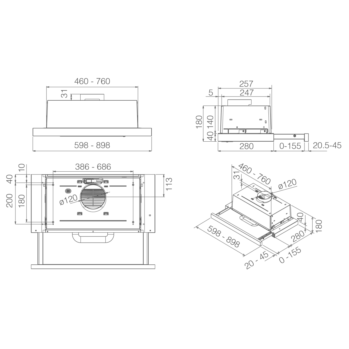 Elica Elite 14 LUX GRIX/A/90 Συρόμενος Απορροφητήρας 90cm Γκρι - Image 4