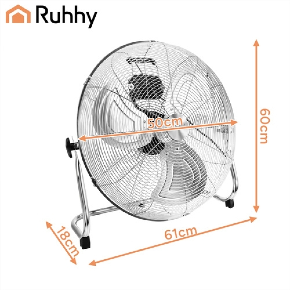 Ruhhy Επιδαπέδιος Μεταλλικός Ανεμιστήρας 130W με Διάμετρο 50cm με 3 Ταχύτητες 00027835 - Image 2