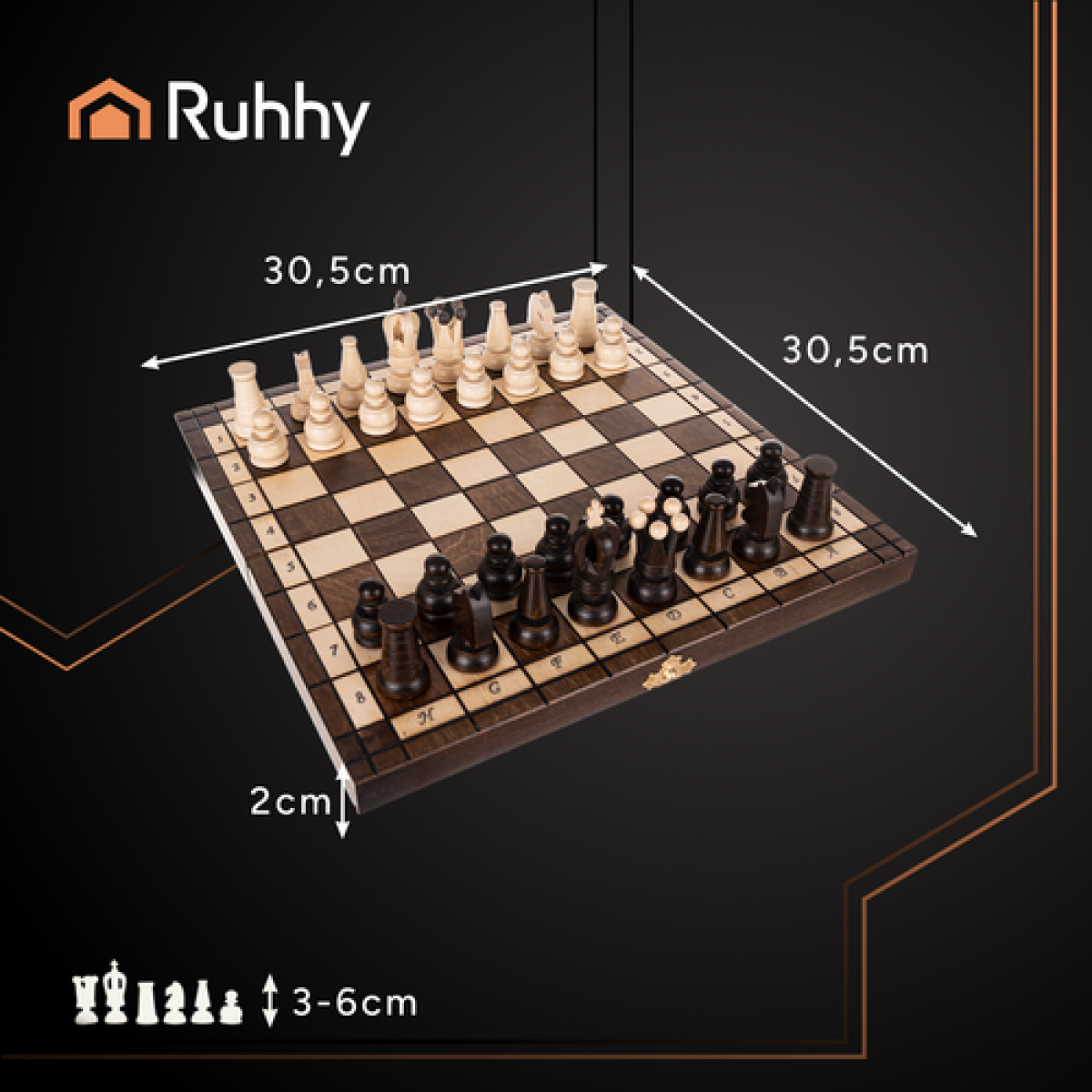 Ruhhy Σκάκι από Ξύλο - Royal Chess 31x31cm 00026038 - Image 2