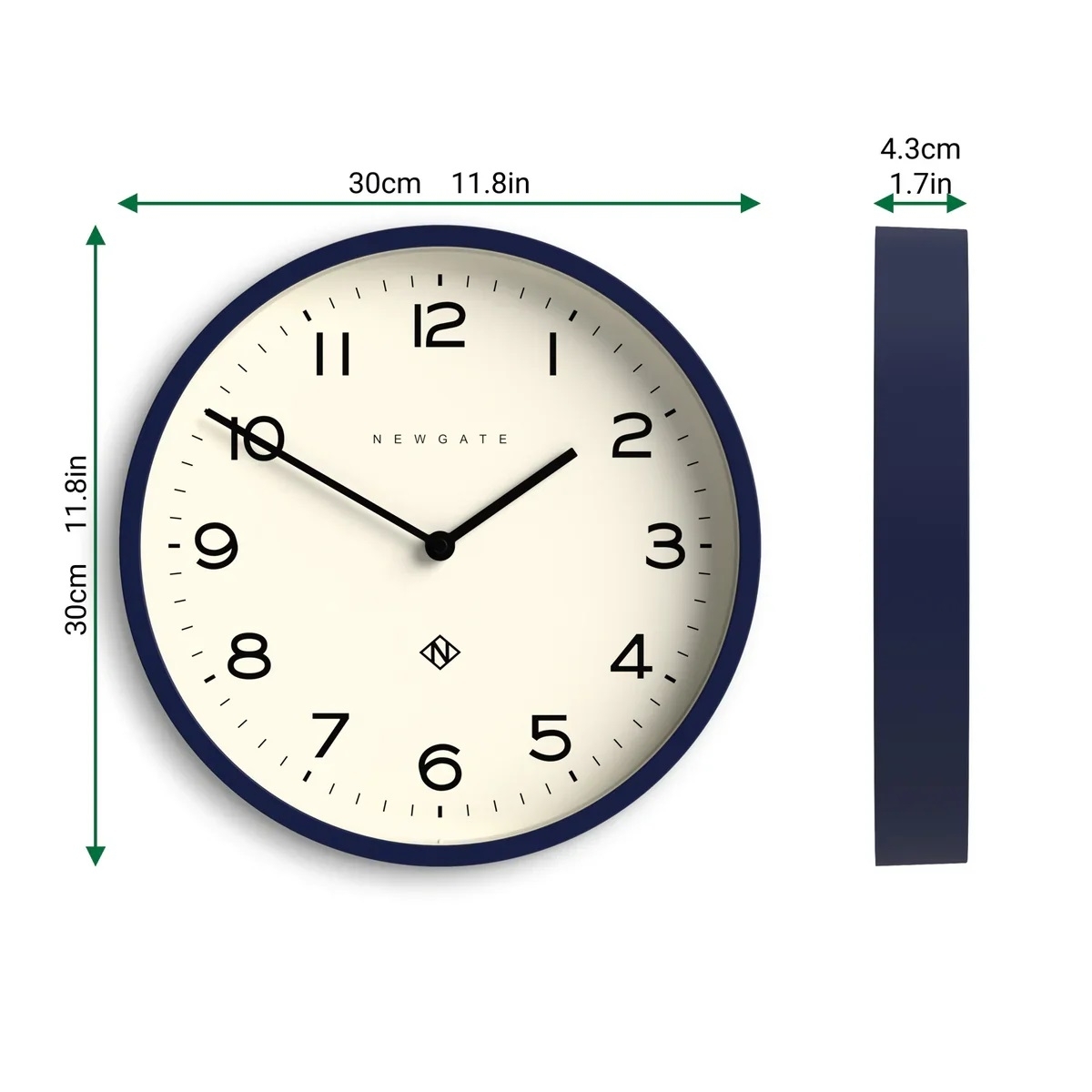 Newgate Αναλογικό Ρολόι Τοίχου Echo Number Four Quartz 30cm Ακρυλικό Midnight Blue - Μπλε NUMFOU149NB - Image 4