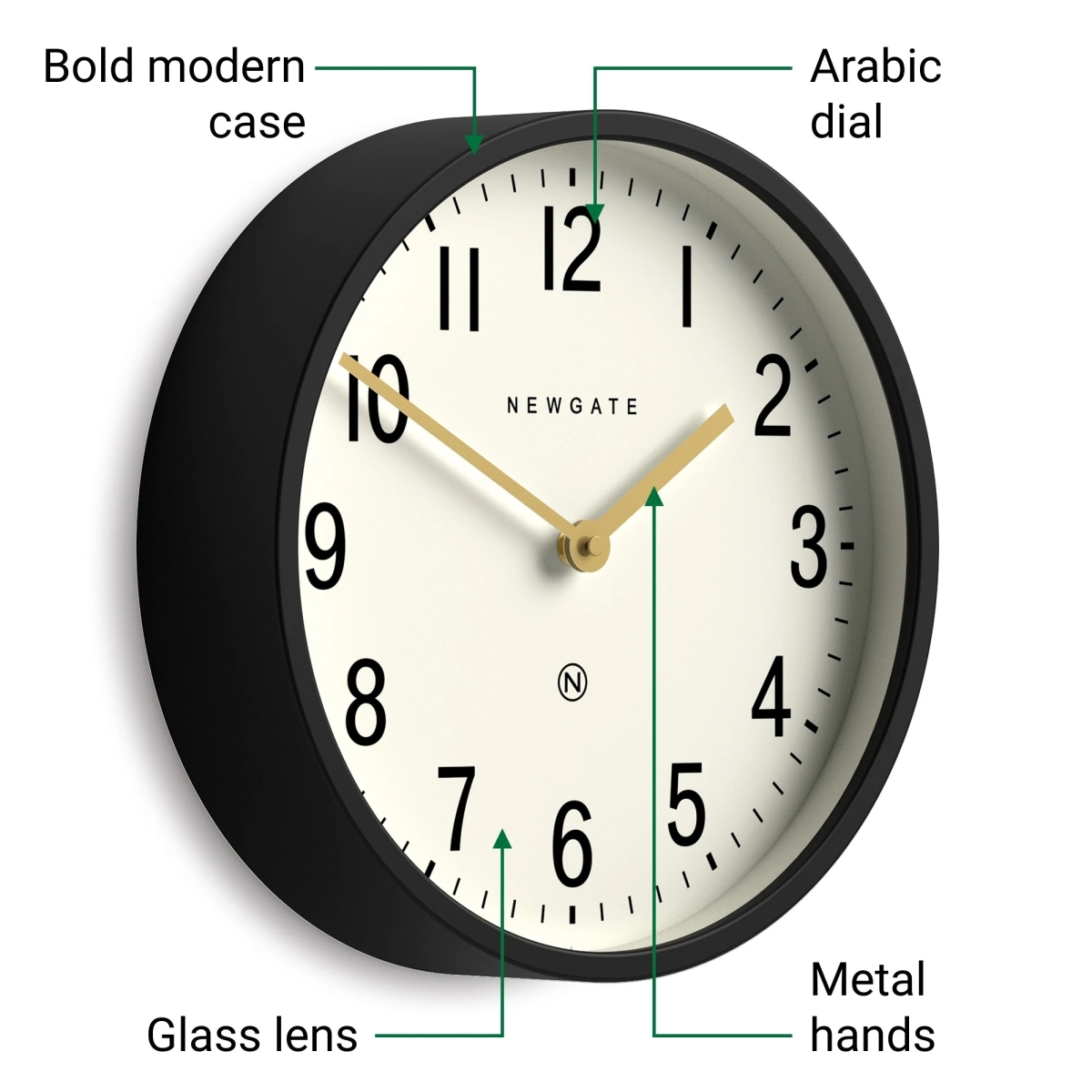 Newgate Αναλογικό Ρολόι Τοίχου Master Edwards Quartz 30cm Μεταλλικό Μαύρο LUGG371K - Image 4