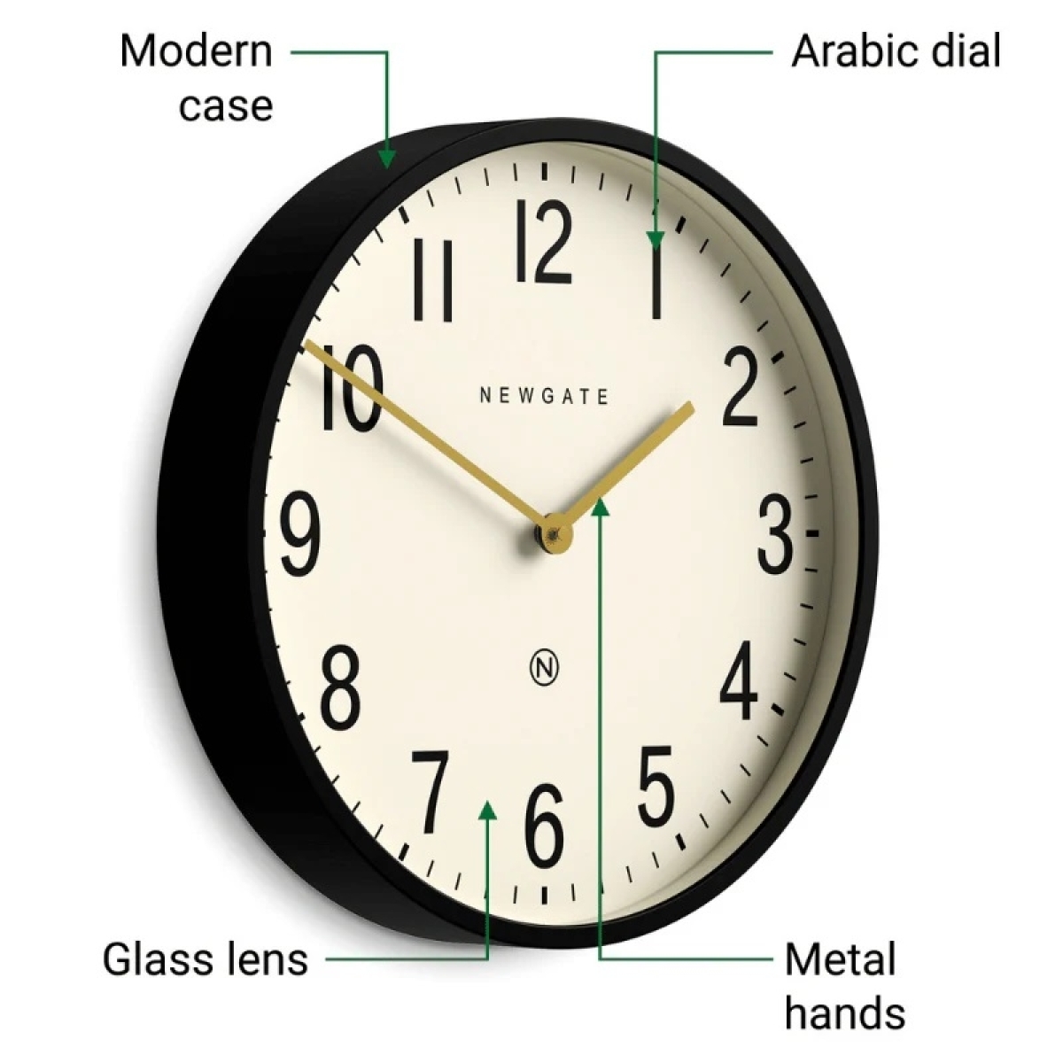 Newgate Αναλογικό Ρολόι Τοίχου Universal Arabic Quartz 43cm Μεταλλικό Μαύρο UNIV371K - Image 3