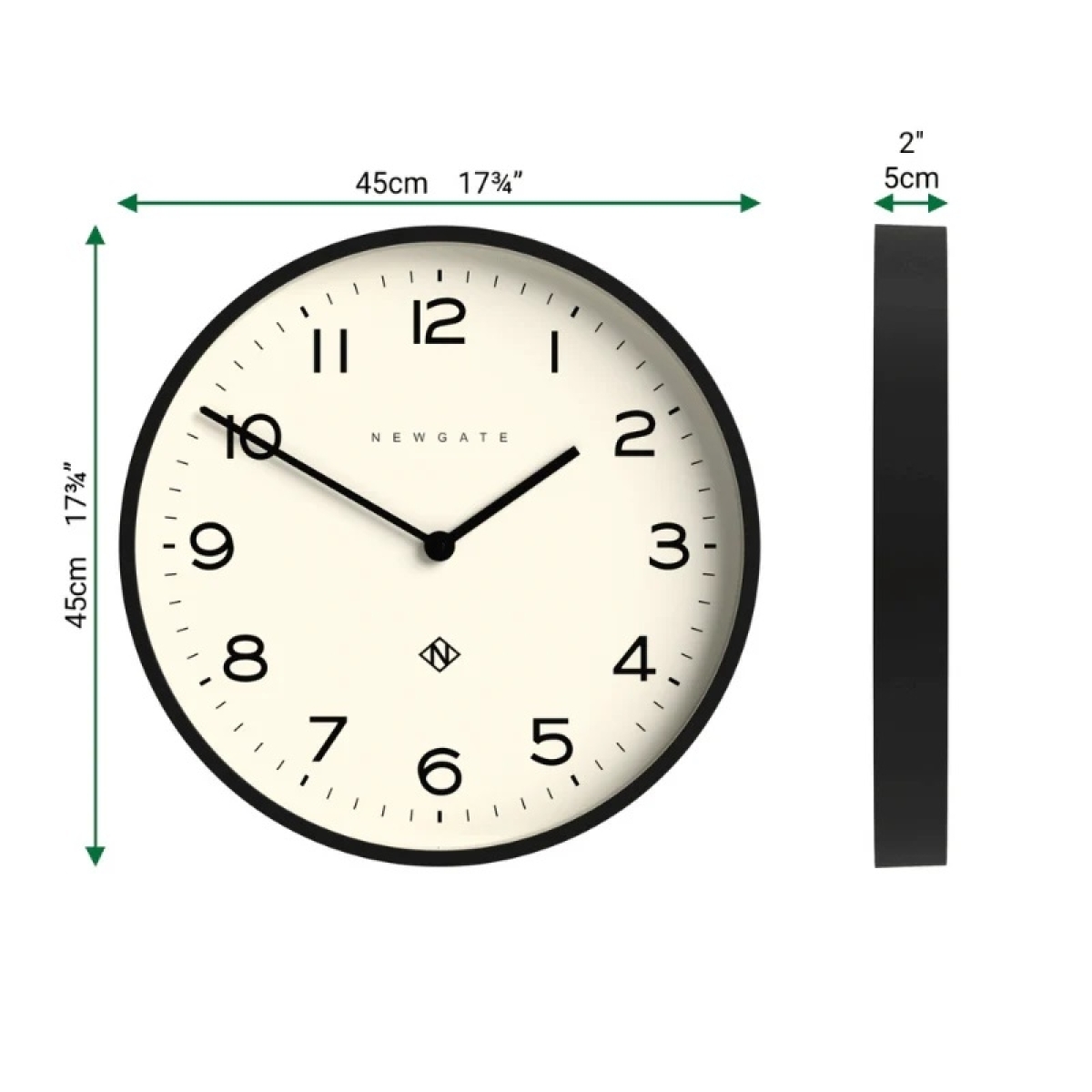 Newgate Αναλογικό Ρολόι Τοίχου Echo Number Two Quartz 45cm Ακρυλικό Μαύρο NUMTWO149K - Image 4