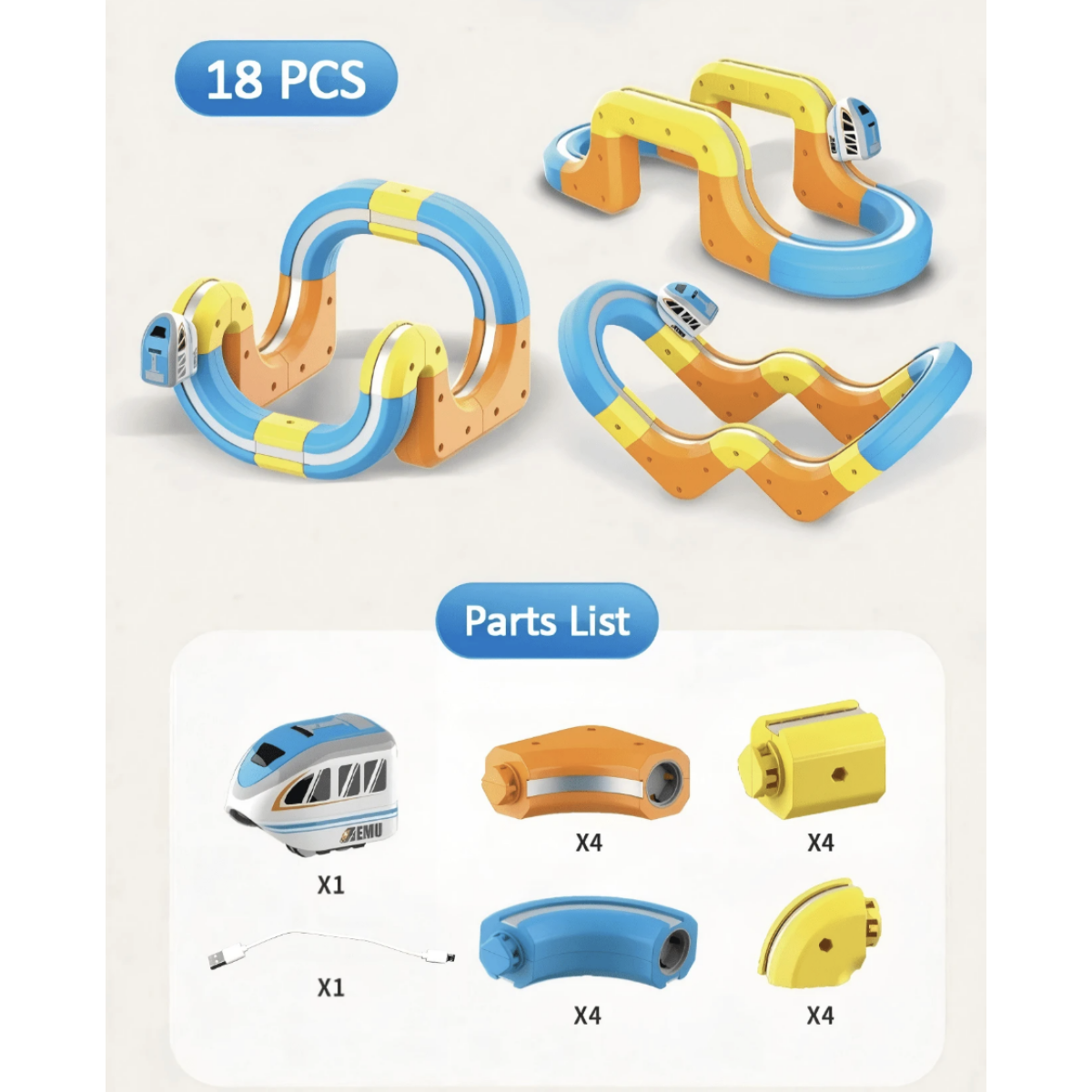 Μαγνητική Πίστα Τρένου DIY Magnetic Track 18 Τεμαχίων - Image 5
