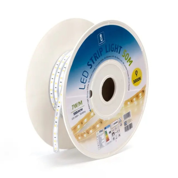 Αδιάβροχη Ταινία LED 50m Θερμό Φως 3000K IP65