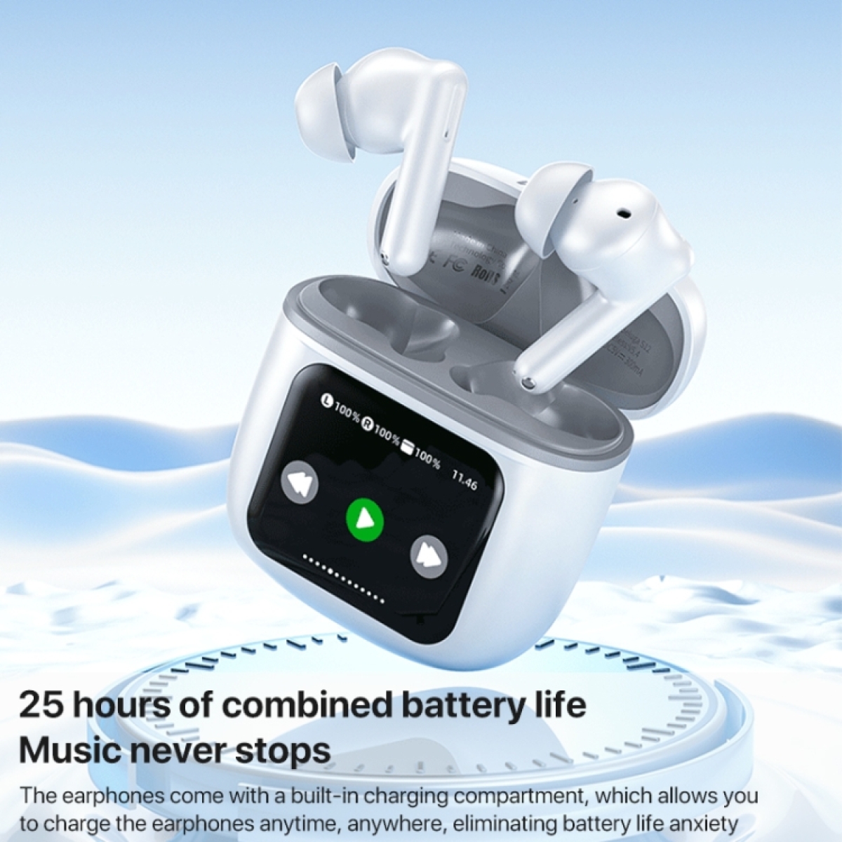 Ασύρματα Bluetooth Ακουστικά TWS με Έγχρωμη Smart Οθόνη IPS και ENC WEKOME S12 - Image 5