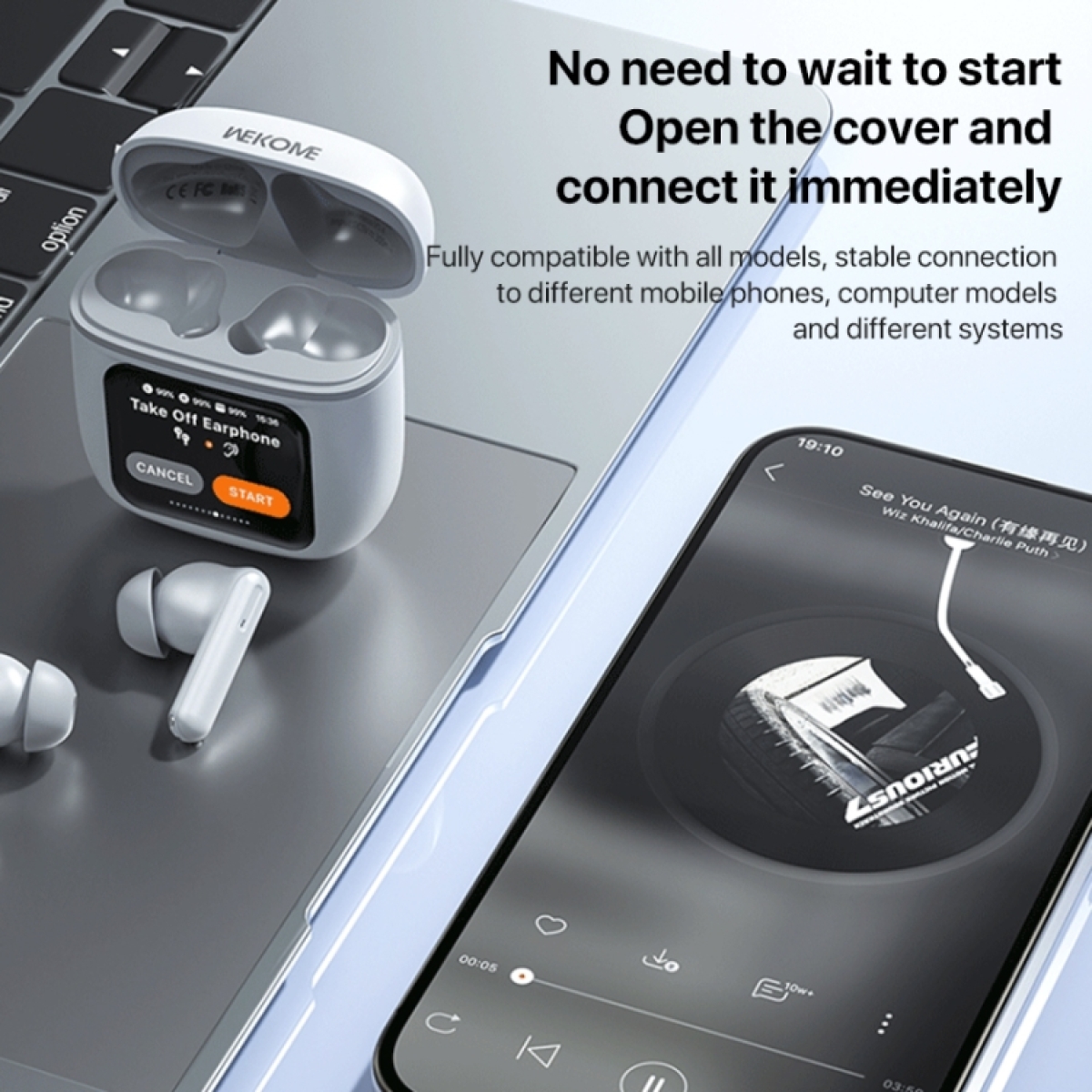 Ασύρματα Bluetooth Ακουστικά TWS με Έγχρωμη Smart Οθόνη IPS και ENC WEKOME S12 - Image 3