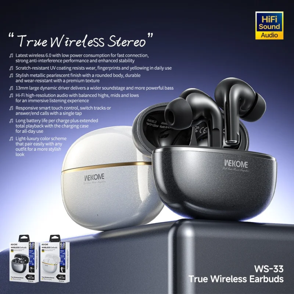 Ασύρματα Bluetooth Ακουστικά TWS με Θήκη Φόρτισης Type-C Wekome WS-33 - Image 8