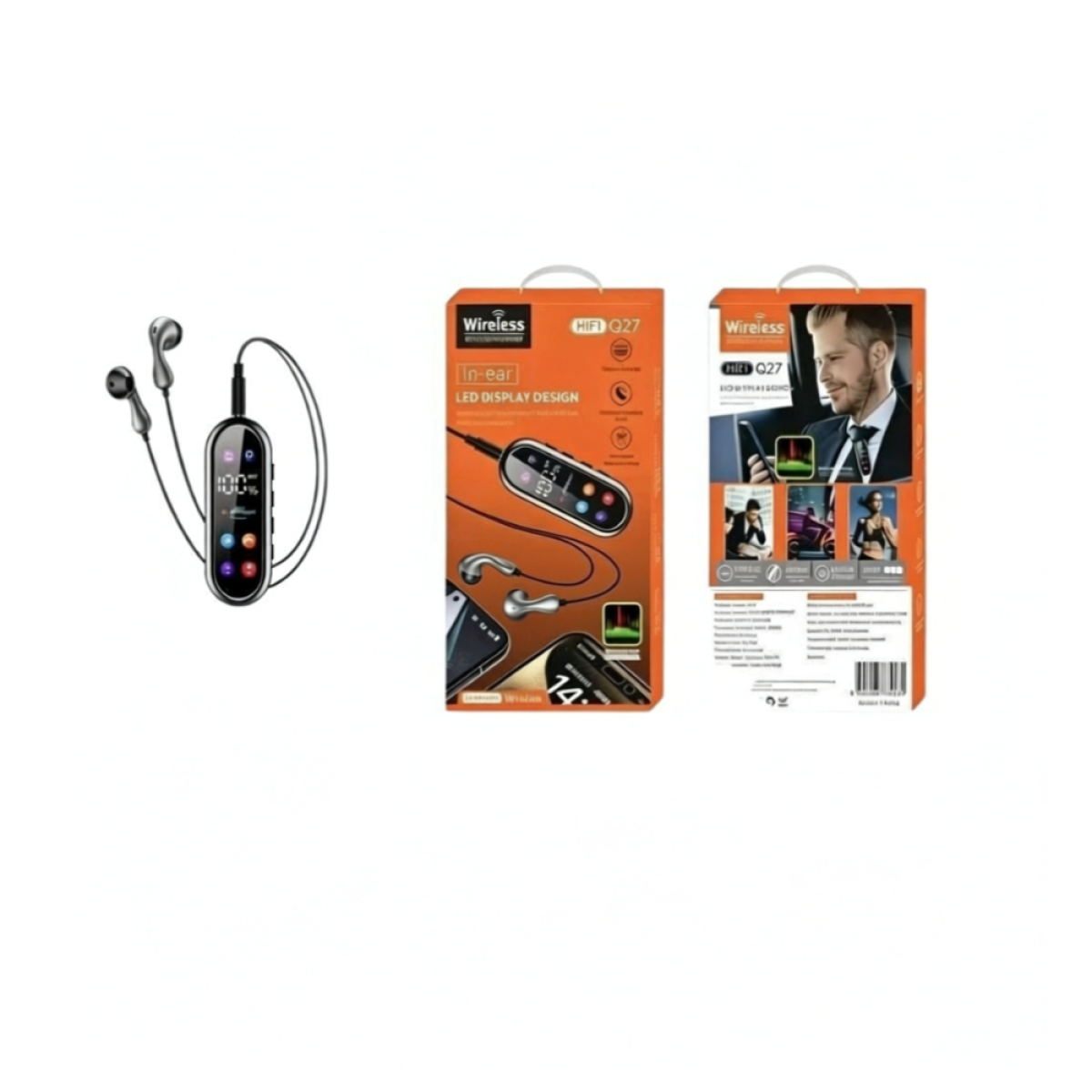 Bluetooth Ακουστικά με Κλιπ και Έγχρωμη Οθόνη Q-27