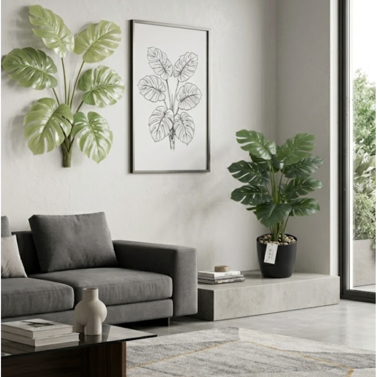Διακοσμητικό Τεχνητό Φυτό Monstera σε Γλάστρα 65cm 0211-01 - Image 2