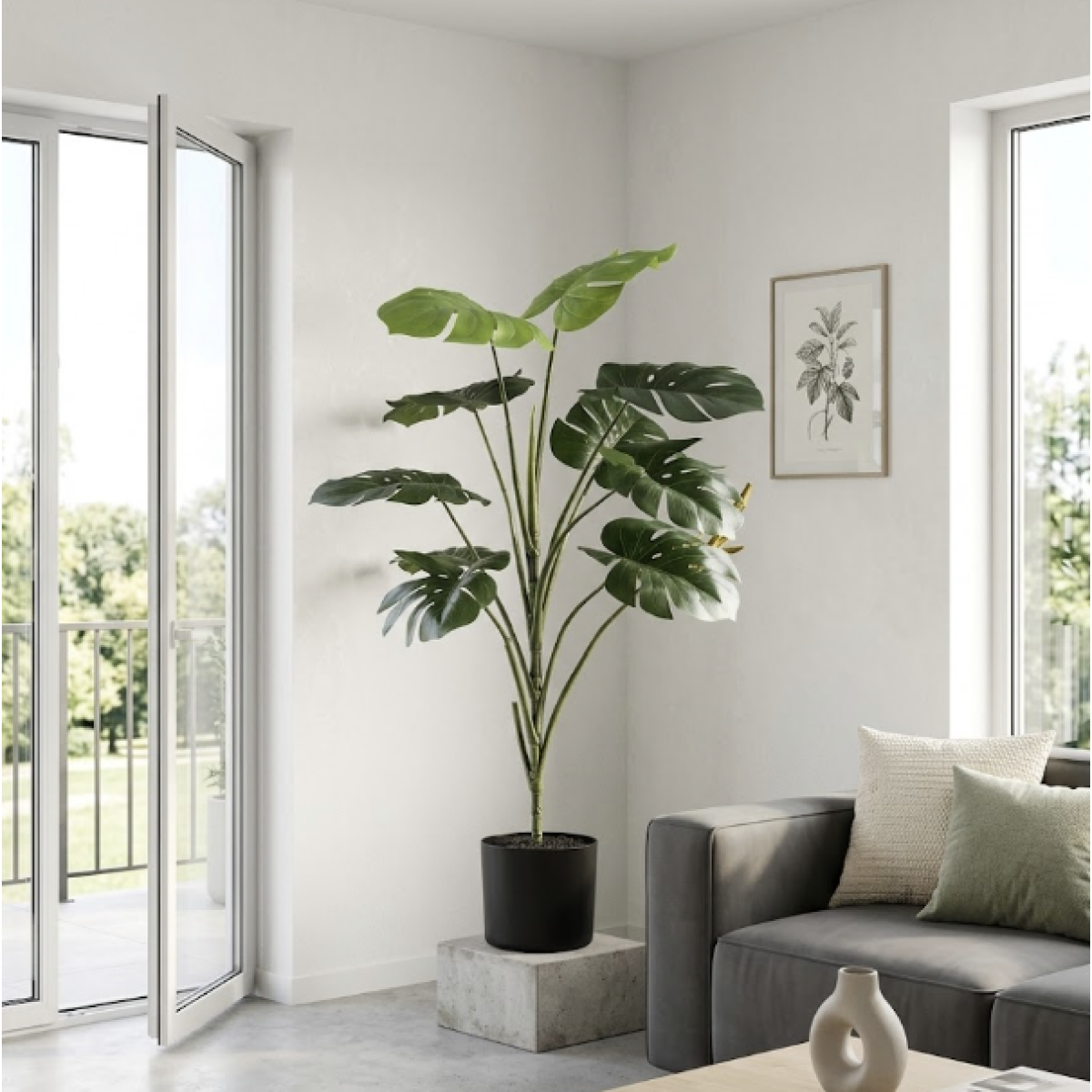 Διακοσμητικό Τεχνητό Φυτό Monstera σε Γλάστρα 85cm 0211-02 - Image 2
