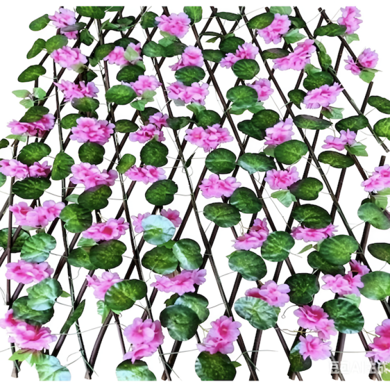 Διακοσμητικός Τεχνητός Φράχτης με Ροζ Άνθη 1.2m LB017-1