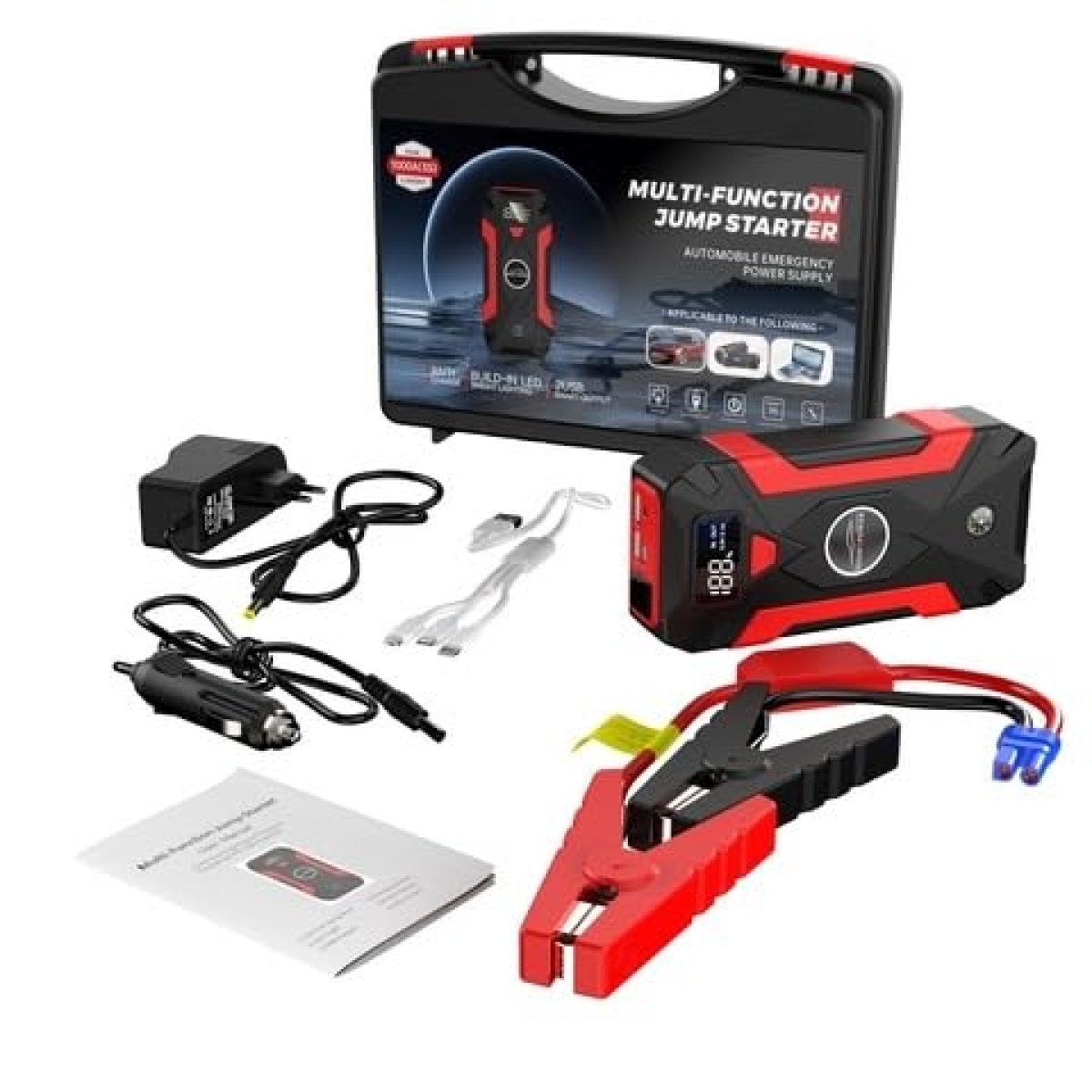 Εκκινητής Μπαταρίας Αυτοκινήτου 12V 8000mAh με Power Bank, Αεροσυμπιεστή & LED Φακό QY31 - Image 2