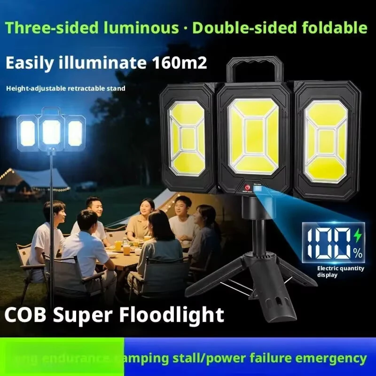 Επαναφορτιζόμενο Ηλιακό Φωτιστικό Camping LED 360° Με USB Και Type-C - Image 6
