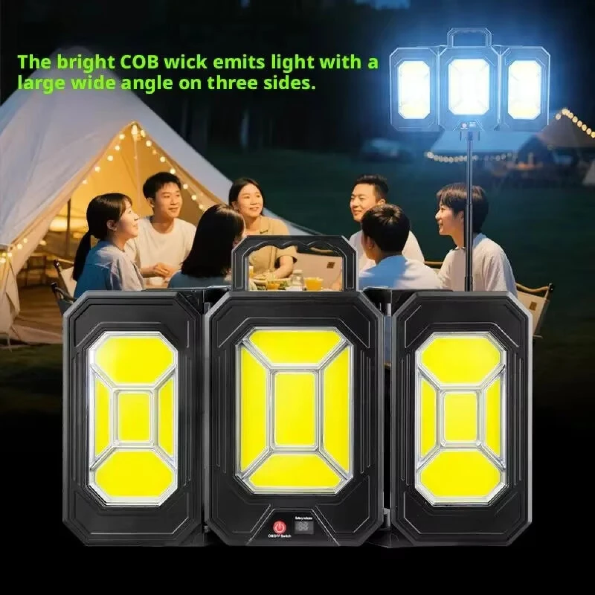 Επαναφορτιζόμενο Ηλιακό Φωτιστικό Camping LED 360° Με USB Και Type-C - Image 4