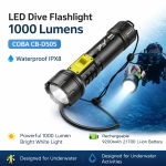 Επαναφορτιζόμενος Φακός Κατάδυσης LED 1000lm IPX8 με Μπαταρία 9200mAh COBA CB-D505