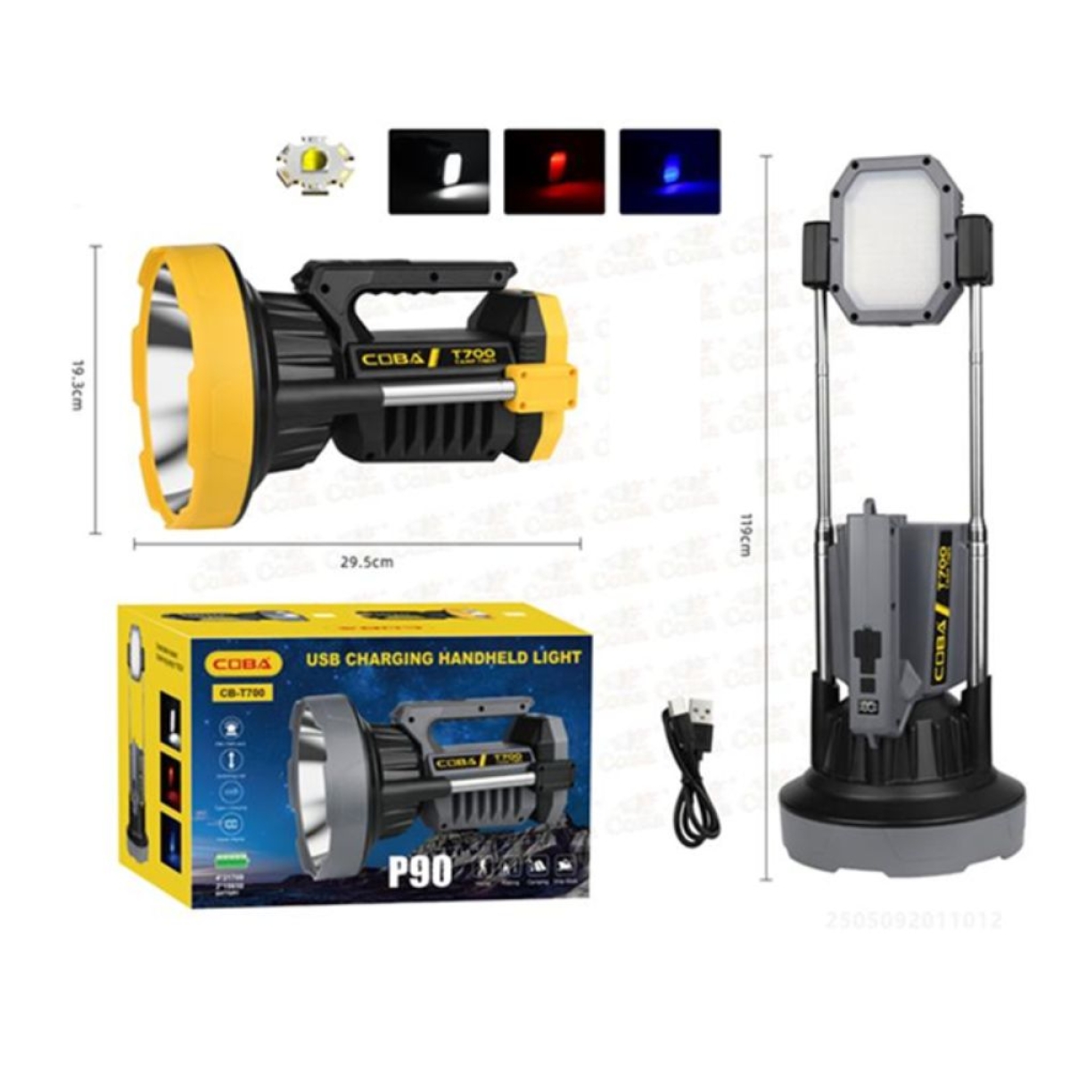 Επανφορτιζόμενος Φακός LED COBA T700 P90 Type-C