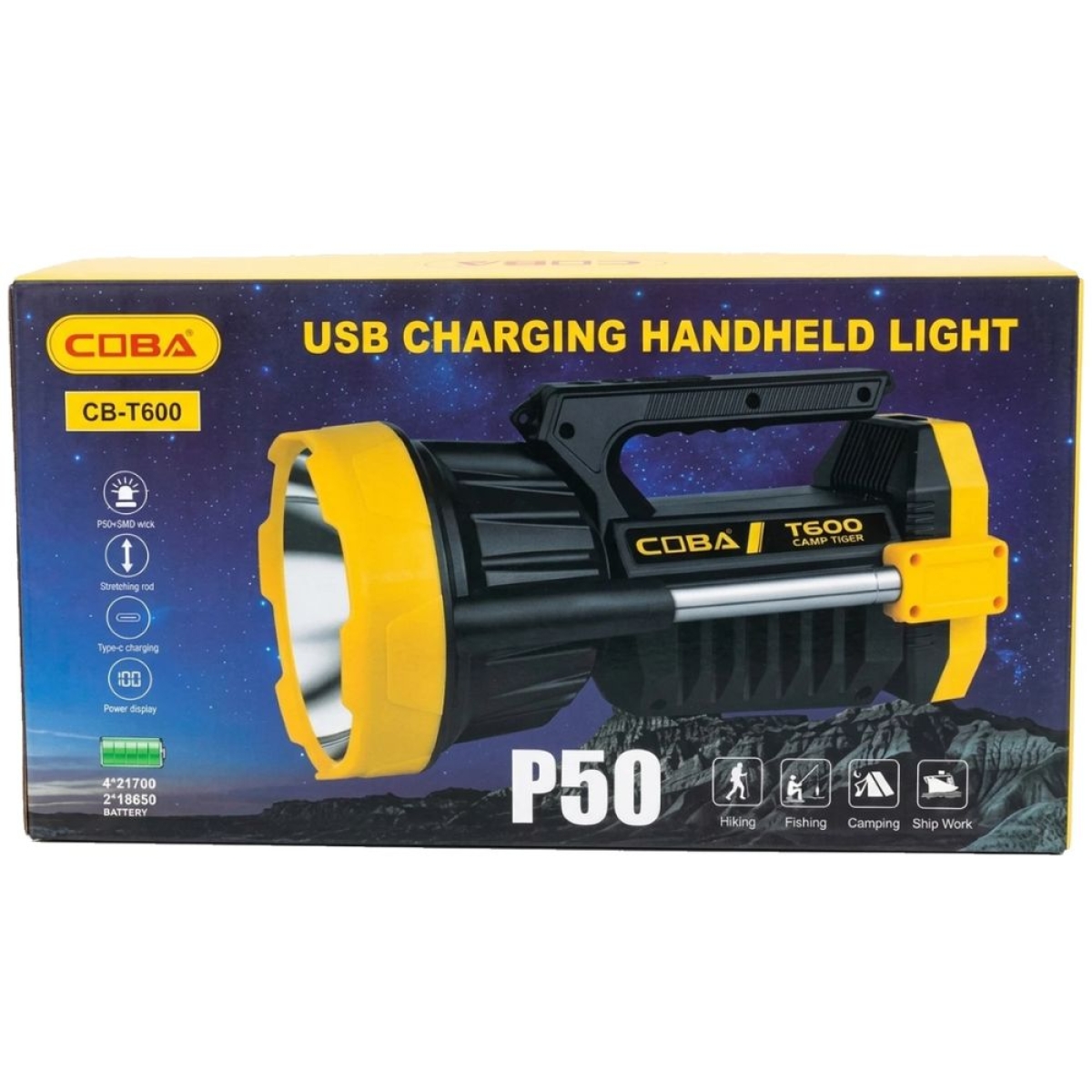 Επαναφορτιζόμενος Φακός LED COBA CB-T600 P50