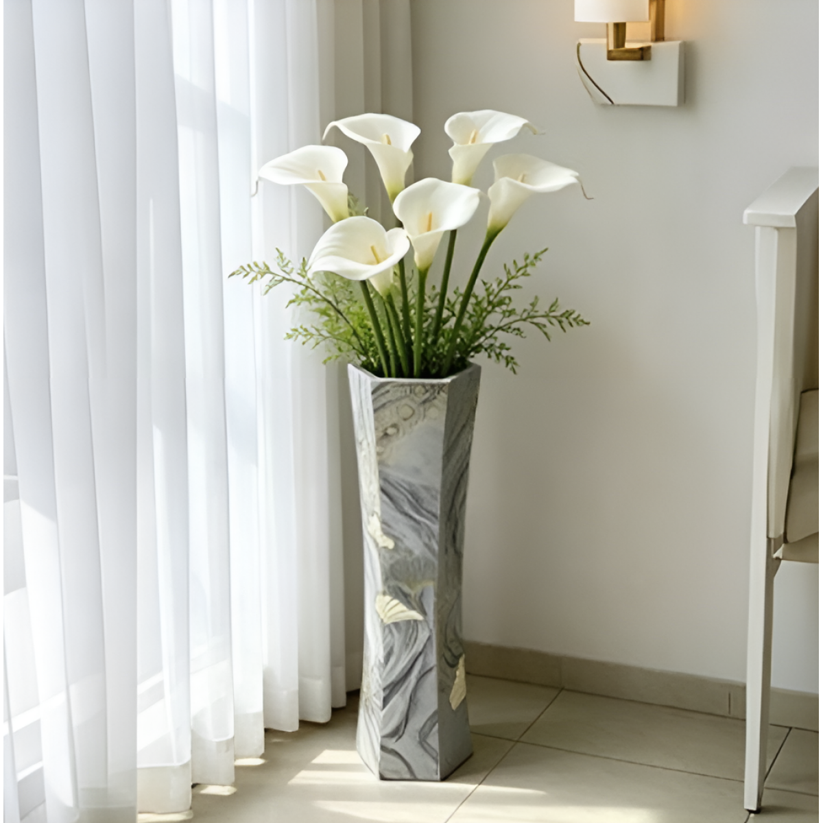 Επιδαπέδιο Διακοσμητικό Βάζο Grey Marble 58cm SDS-29372