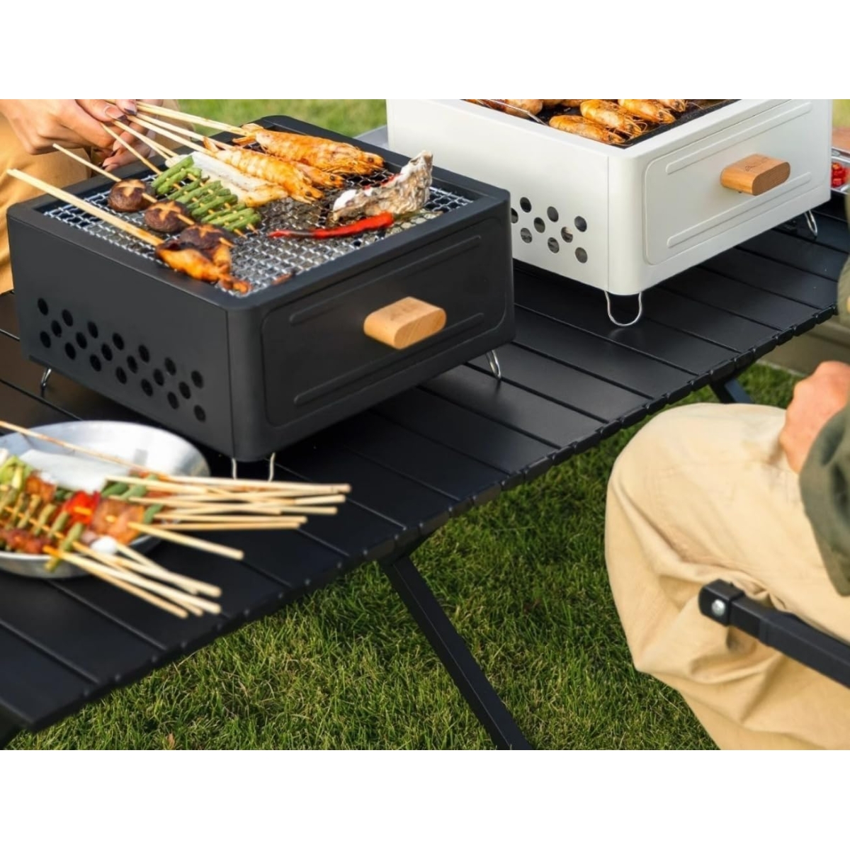 Επιτραπέζια Ψησταριά Κάρβουνου BBQ με Συρτάρι 31x31x16cm K-704 - Image 2