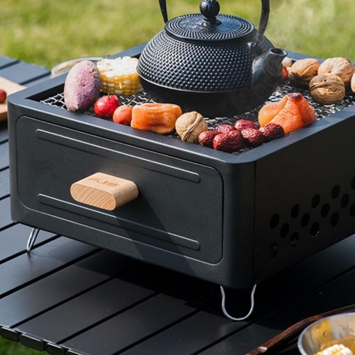 Επιτραπέζια Ψησταριά Κάρβουνου BBQ με Συρτάρι 31x31x16cm K-704 - Image 8
