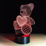 Επιτραπέζιο Φωτιστικό LED 3D Illusion Με 7 Χρώματα - Aρκούδος με Καρδιά - Image 8