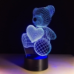 Επιτραπέζιο Φωτιστικό LED 3D Illusion Με 7 Χρώματα - Aρκούδος με Καρδιά - Image 6