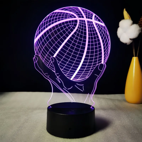 Επιτραπέζιο Φωτιστικό LED 3D Illusion Με 7 Χρώματα - Μπάλα Μπάσκετ