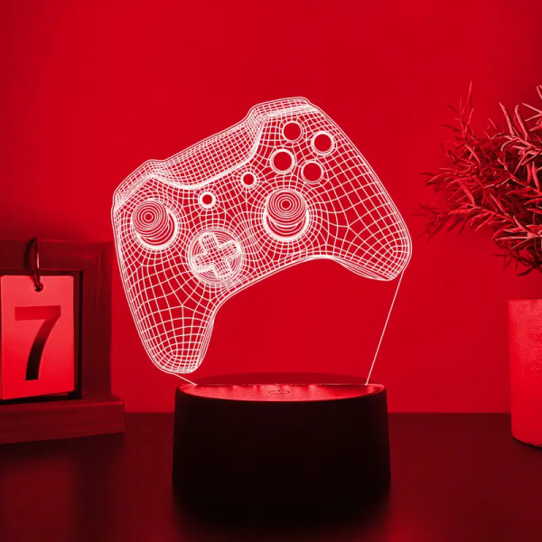 Επιτραπέζιο Φωτιστικό LED 3D Illusion Με 7 Χρώματα - Gamepad
