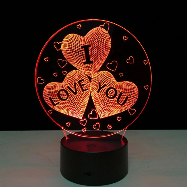 Επιτραπέζιο Φωτιστικό LED 3D Illusion Με 7 Χρώματα - I Love You