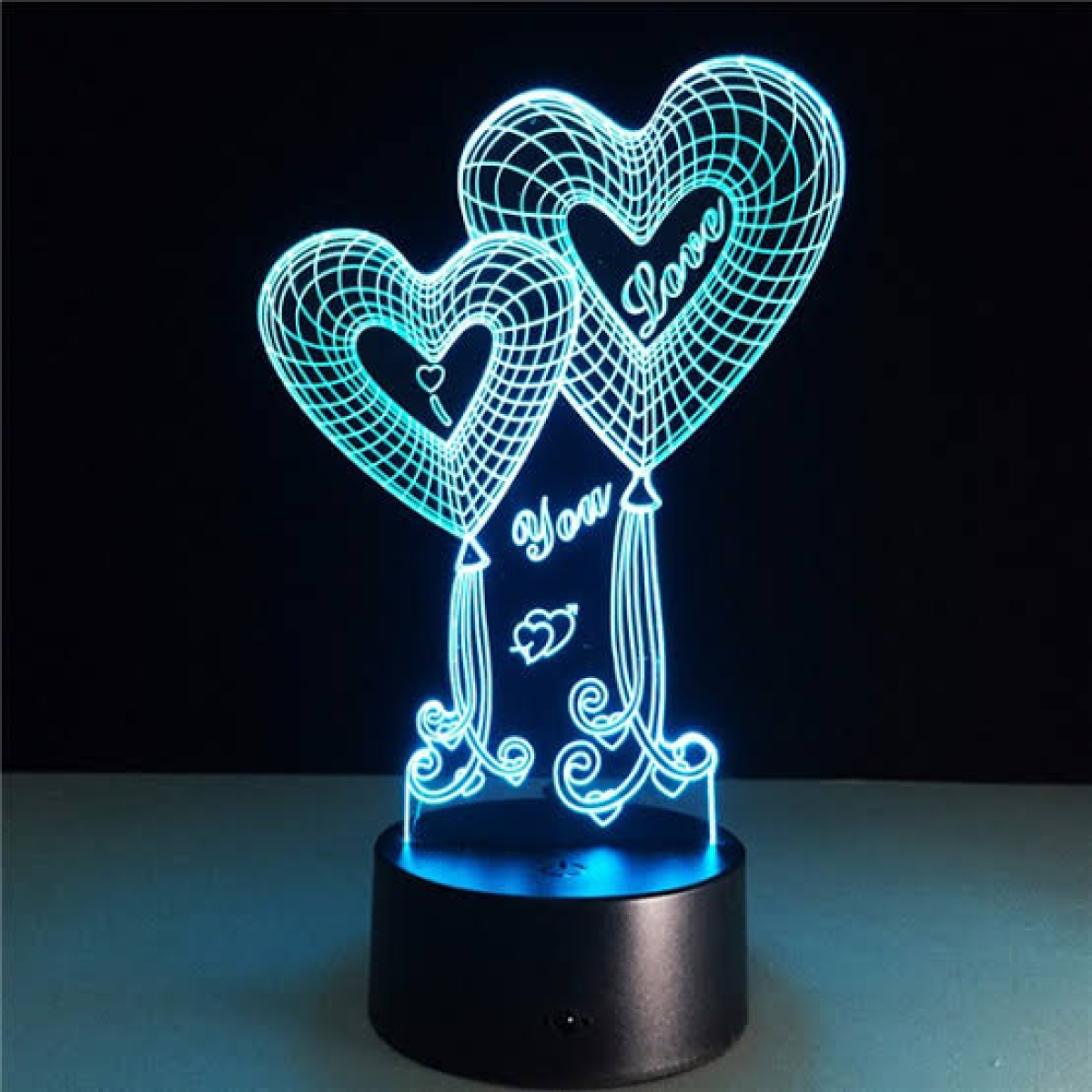 Επιτραπέζιο Φωτιστικό LED 3D Illusion Με 7 Χρώματα - Καρδιές Love You - Image 6