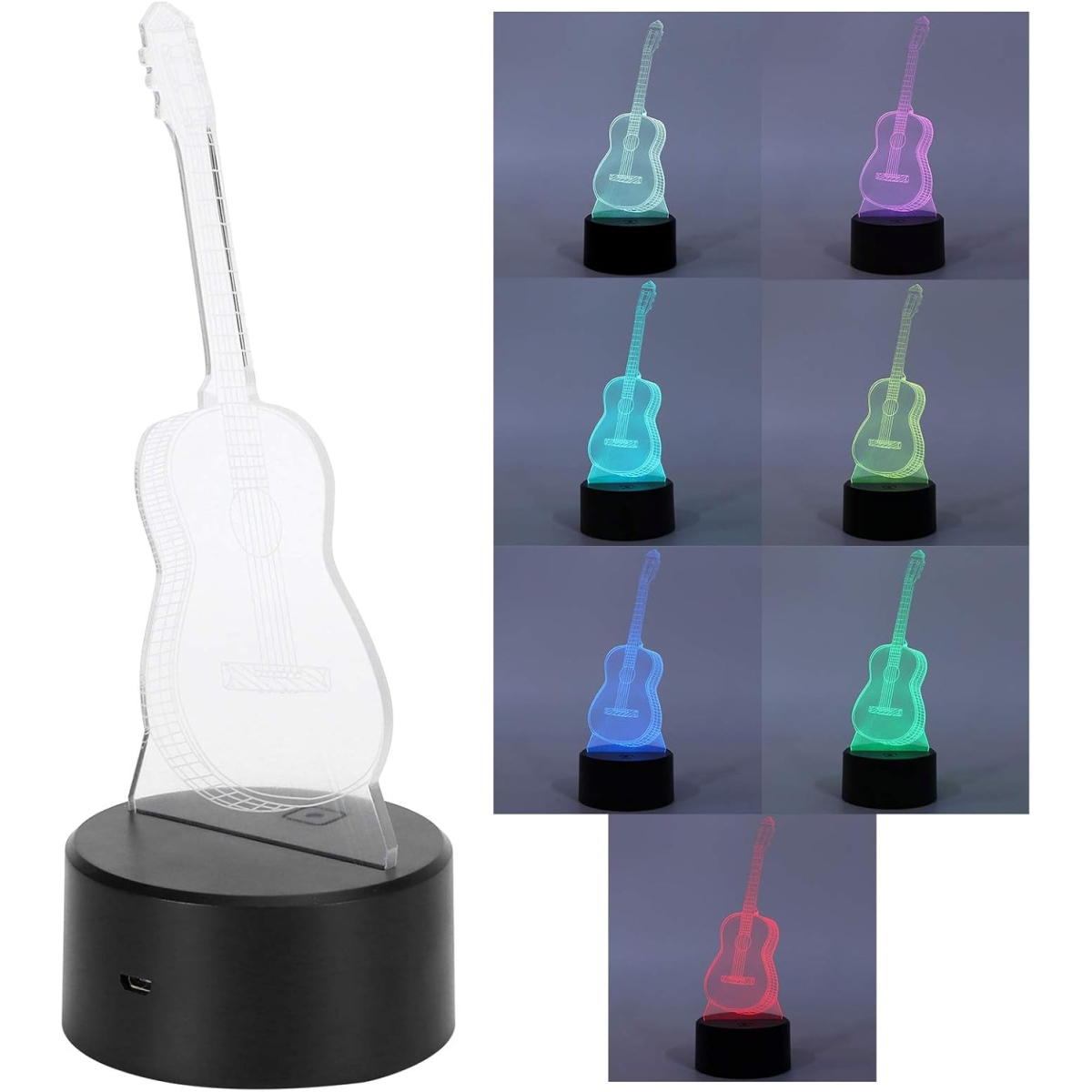 Επιτραπέζιο Φωτιστικό LED 3D Illusion Με 7 Χρώματα - Κιθάρα - Image 6