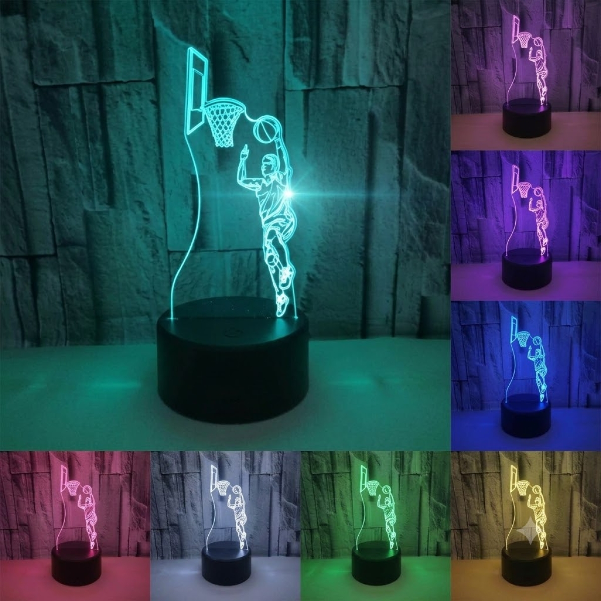 Επιτραπέζιο Φωτιστικό LED 3D Illusion Με 7 Χρώματα - Μπάσκετ - Image 3