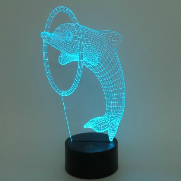 Επιτραπέζιο Φωτιστικό LED 3D Με 7 Χρώματα - Δελφίνι