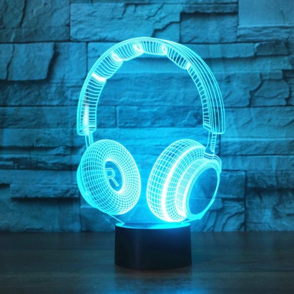 Επιτραπέζιο Φωτιστικό LED 3D Με 7 Χρώματα - Headphones