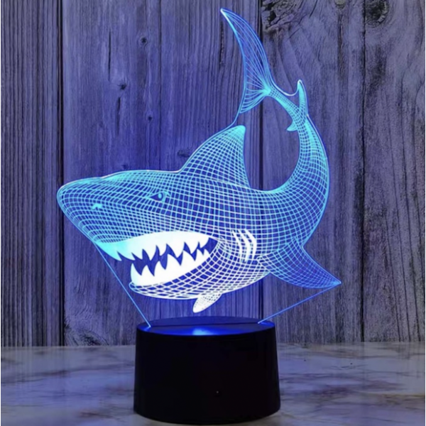 Επιτραπέζιο Φωτιστικό LED 3D Με 7 Χρώματα - Καρχαρίας