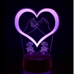 Επιτραπέζιο Φωτιστικό LED 3D Illusion Με 7 Χρώματα - Καρδιά & Τριαντάφυλλα