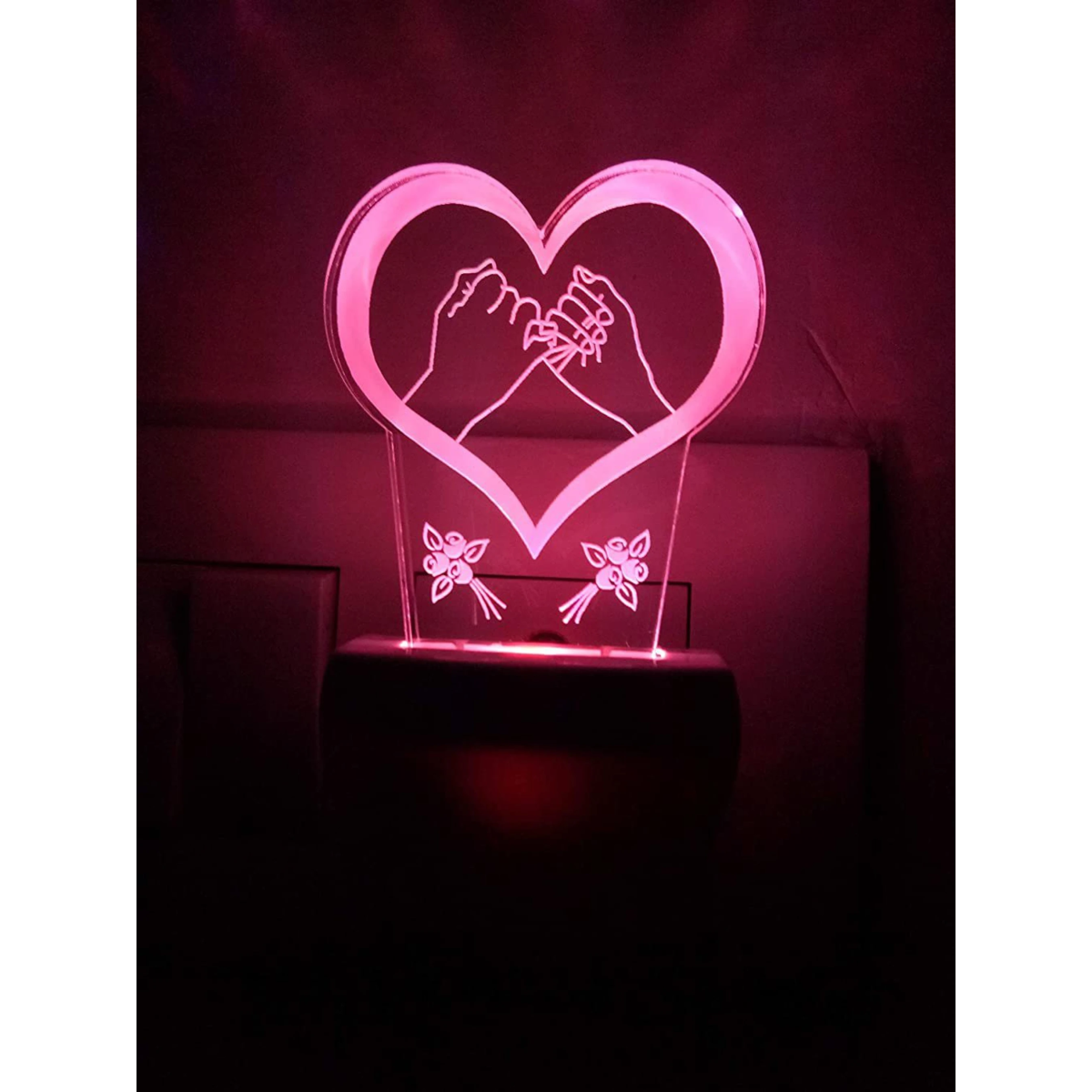 Επιτραπέζιο Φωτιστικό LED 3D Illusion Με 7 Χρώματα - Καρδιά & Τριαντάφυλλα - Image 8