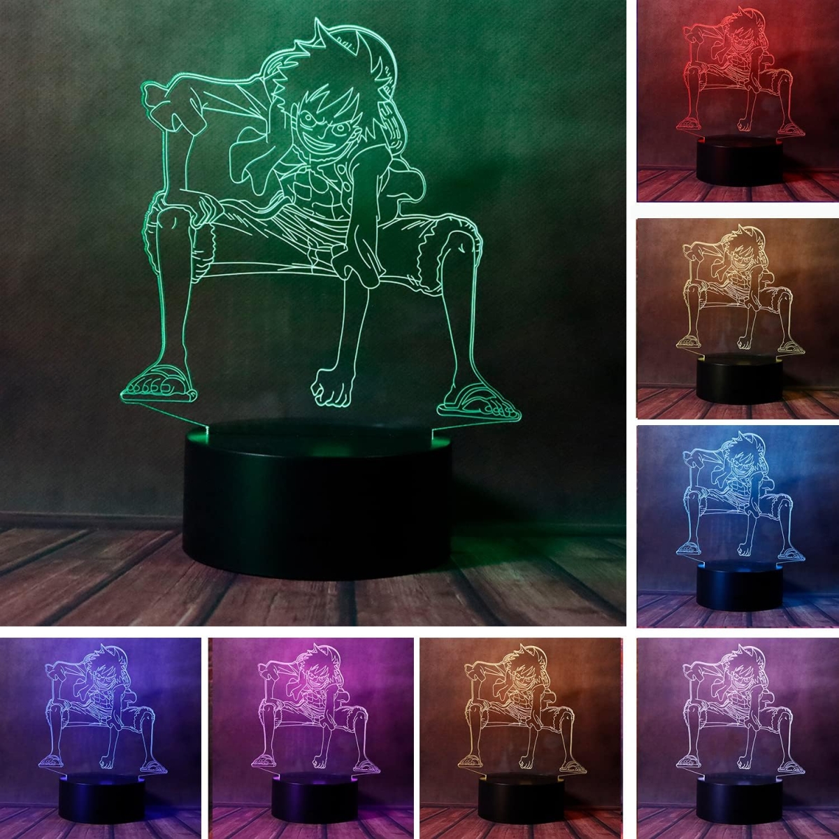 Επιτραπέζιο Φωτιστικό LED 3D Illusion Με 7 Χρώματα - Luffy One Piece - Image 9
