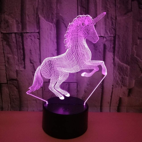 Επιτραπέζιο Φωτιστικό LED 3D Με 7 Χρώματα - Μονόκερος
