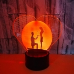 Επιτραπέζιο Φωτιστικό LED 3D Με 7 Χρώματα - Ζευγάρι σε Καρδιά
