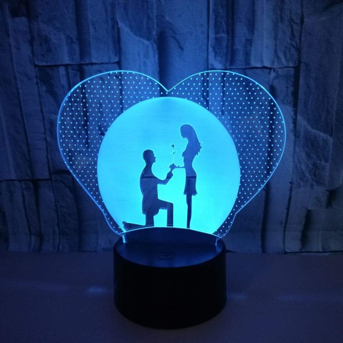 Επιτραπέζιο Φωτιστικό LED 3D Illusion Με 7 Χρώματα - Ζευγάρι σε Καρδιά - Image 5