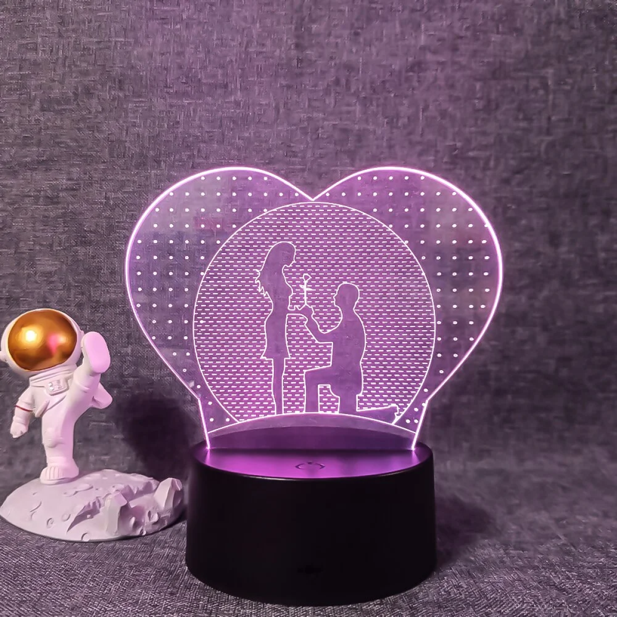 Επιτραπέζιο Φωτιστικό LED 3D Illusion Με 7 Χρώματα - Ζευγάρι σε Καρδιά - Image 8
