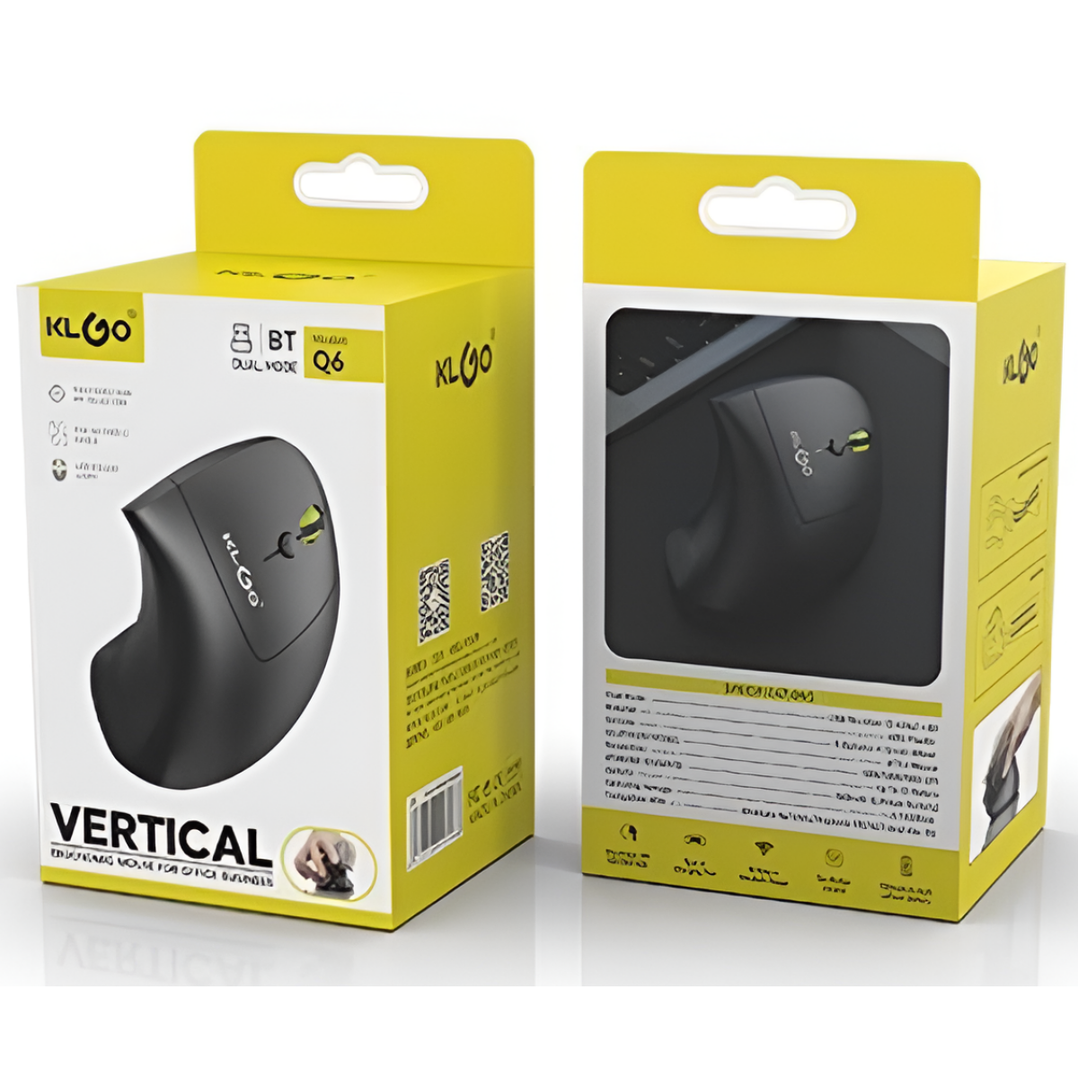 Εργονομικό Κάθετο Ασύρματο Ποντίκι Bluetooth Klgo Q6