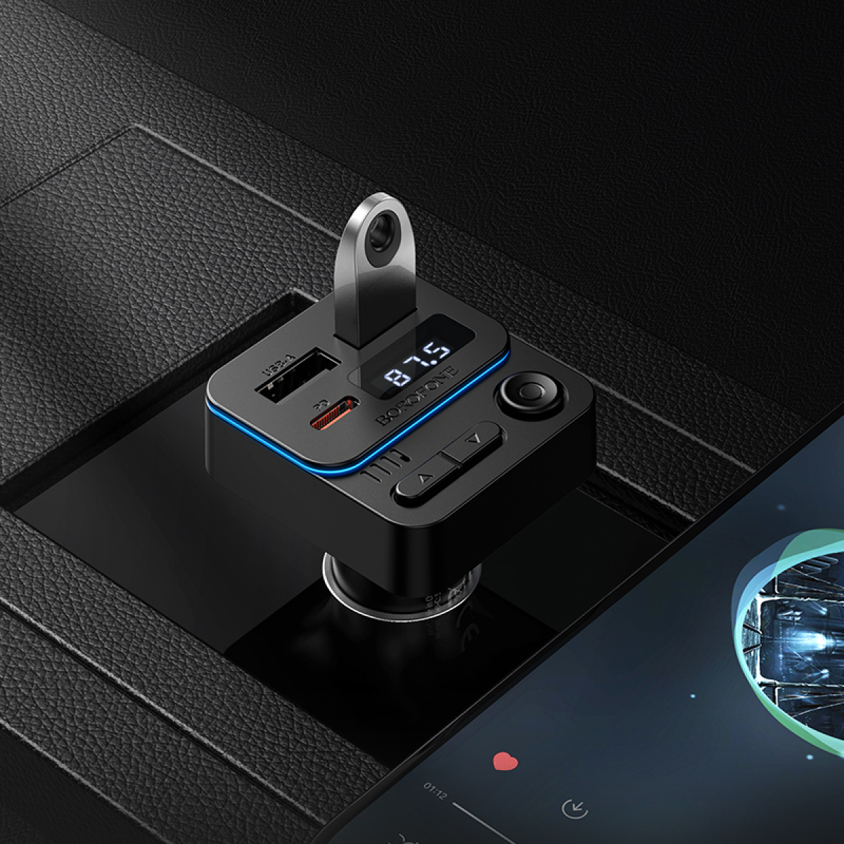 FM Transmitter Αυτοκινήτου Bluetooth με 2x USB, USB-C PD 20W & MP3 Player Μαύρο - Borofone BC60 Hero - Image 3