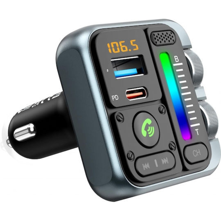 FM Transmitter Bluetooth Αυτοκινήτου με USB-C PD, USB Fast Charge, MP3 Player και RGB Φωτισμό P40